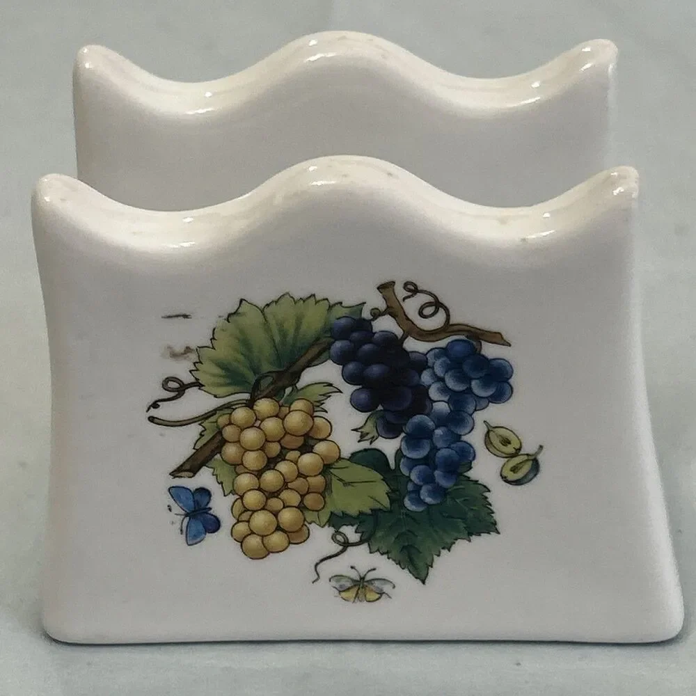 Vintage Grape Vines Grapes Napkin Holder Ceramic Mid Century